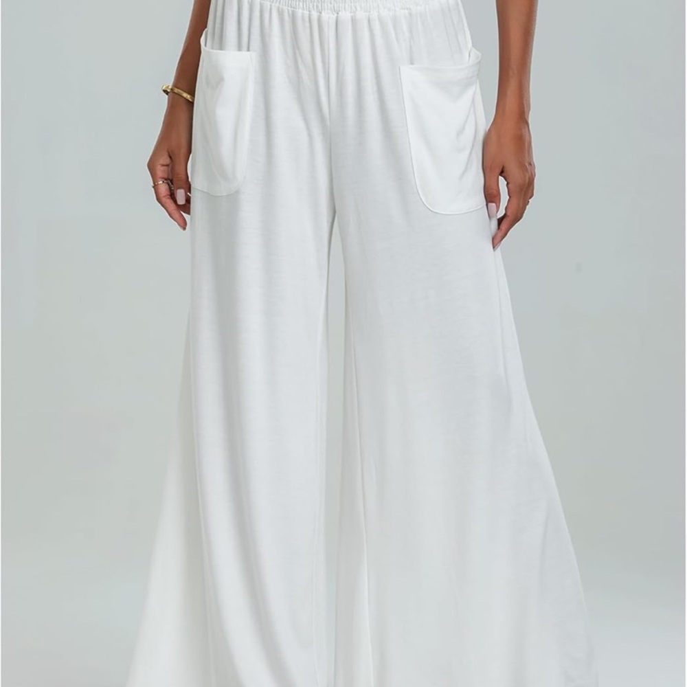 Amazon Women's White Wide Leg Pants - Picture 4 of 9